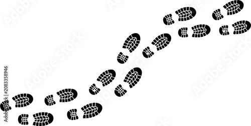 Boot Footprint Trail Vector – Shoe Print Track Path with Hiking Boot Sole Marks Isolated