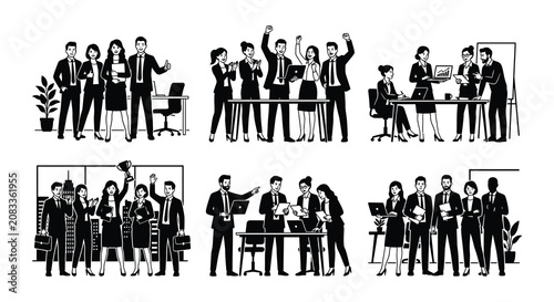 Businesspeople Vector Illustrations With White Background Group Dynamics