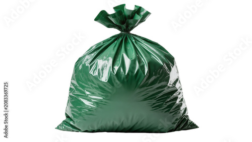 Canvas-taulu Full green plastic garbage bag tied at top