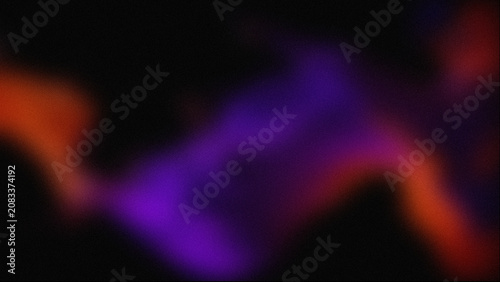 Abstract gradient background with purple and orange light leaks, dark cinematic texture with soft blurred colors, vibrant neon glow on black
