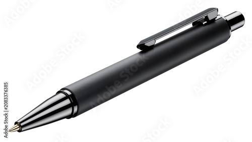 Quadro su tela Black matte ballpoint pen with silver clip and tip