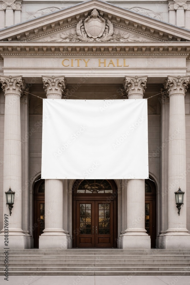 Obraz premium City hall with blank banner