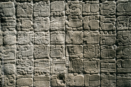 Ancient Maya Hieroglyphic Carvings at Anthropology Museum Mexico