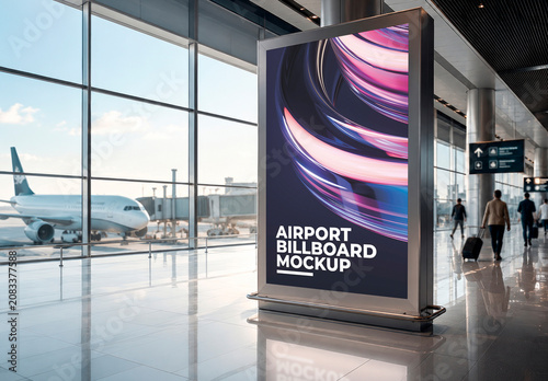 Airport Advertising Billboard Mockup Template
