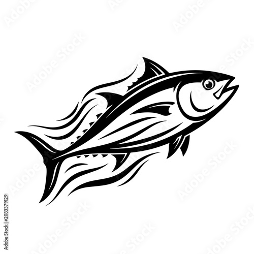 Bild auf Leinwand A stylized illustration of a fish swimming in water with motion lines