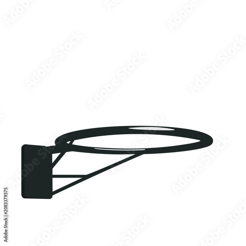 Simple black basketball hoop silhouette icon isolated on a white background.