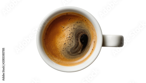 Obraz na płótnie Espresso coffee in white cup with crema and foam