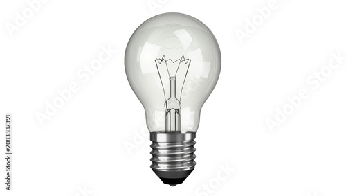 Fotografie Clear glass incandescent light bulb with metal screw base