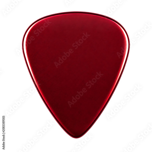 Red glossy guitar pick with smooth triangular shape and luminous rim for music accessory creative audio projects isolated on a transparent background