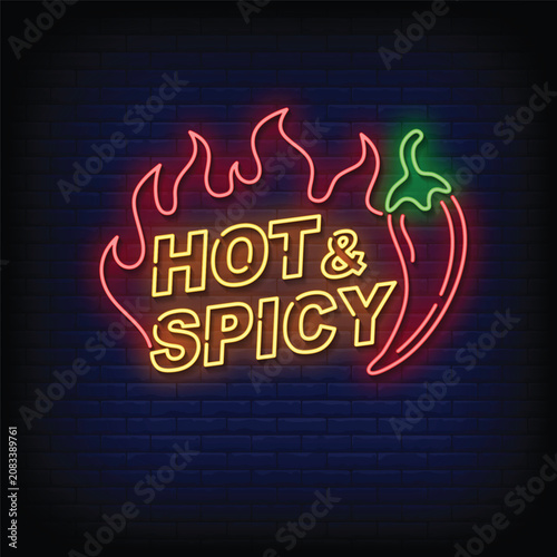 hot spicy neon signs vector. hot spicy design template neon sign  light banner  neon signboard.vector