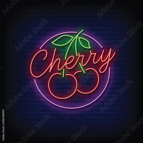 cherry neon signs vector. cherry design template neon sign  light banner  neon signboard.vector
