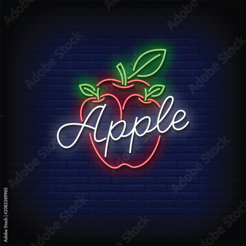 apple neon signs vector. apple design template neon sign  light banner  neon signboard.vector