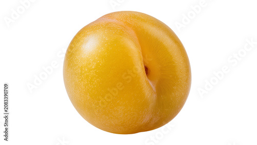Fotografie Yellow plum fruit with smooth skin and slight indent