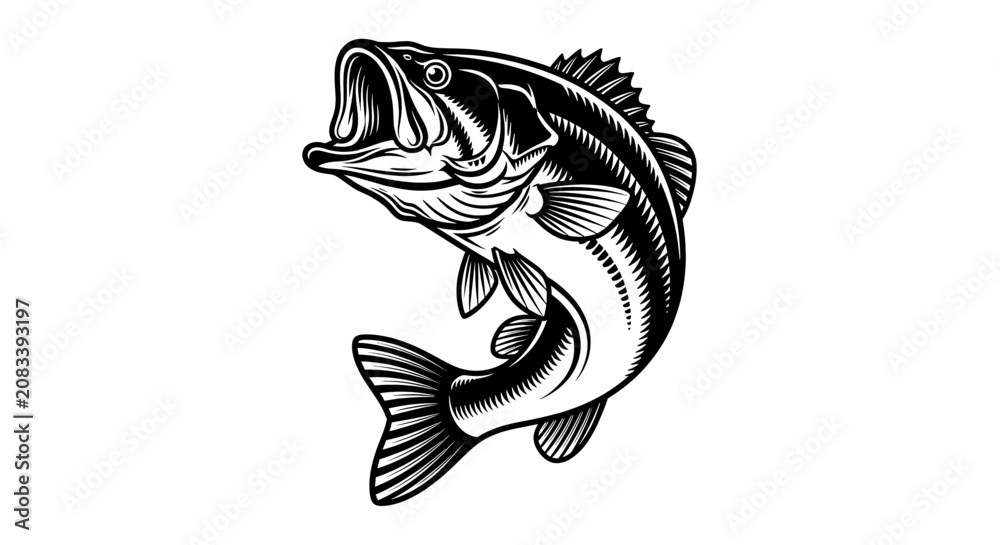 Obraz premium Large Mouth Bass Fish Side View.