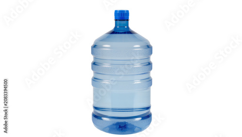 Large clear blue plastic water bottle with cap
