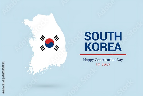 South korea constitution day celebration with map and national flag design