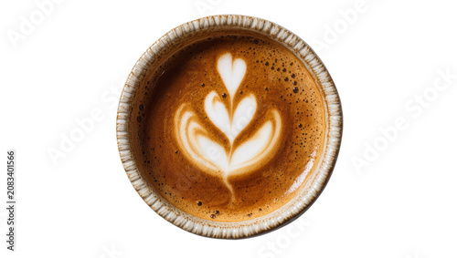 Bild auf Leinwand Coffee cup with latte art heart shape and crema