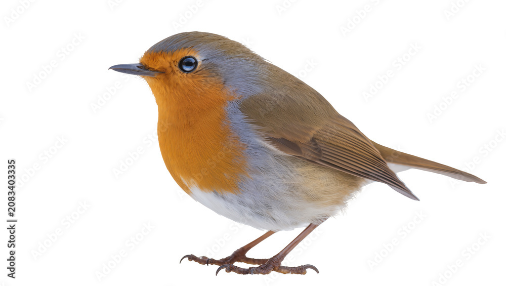 Fototapeta premium European Robin bird with orange breast and grey head