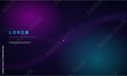 Fotografija Abstract dark purple and teal gradient wave vector background for tech website b