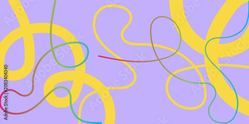 Summer horizontal abstract background with bright yellow hand drawn lines. Modern art minimalist style design template for sales, horizontal poster, header, cover, social media, fashion ads