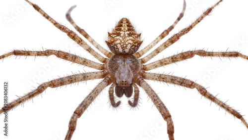 Fotografía Brown spider with patterned cephalothorax and hairy legs