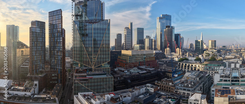 Canvas Print Aerial Panorama of City of London Financial District from the North