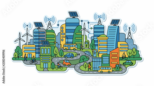 Diverse clean transportation and energy systems in a modern urban environment