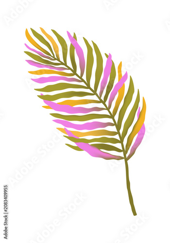 Tropical banana leaf isolated on white background. Hand drawn botanical leaf for sticker, cover or print