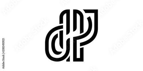 Monogram DP, Intertwined Letters, Modern Logo Design, Black on White