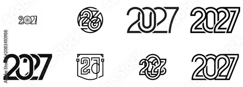 New Year 2027 Number Designs Collection - Modern Typography Graphics