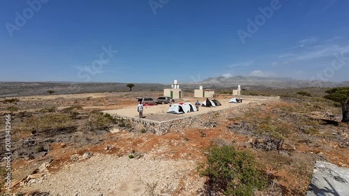 Remote desert campsite on a rocky plateau