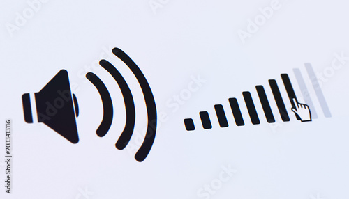 Obraz na płótnie Illustration of a audio volume level control icon, sound volume slider interface - close-up