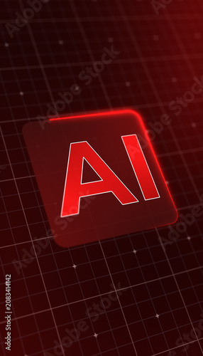 Vertical illustration of a modern AI design icon with a glowing effect.