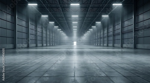 Modern Industrial Warehouse Storage Facility with High Ceilings and Metal Walls