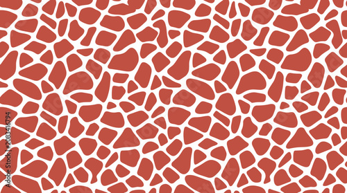 Cuadro en lienzo Seamless pattern of giraffe skin texture with brown organic shapes on a white ba