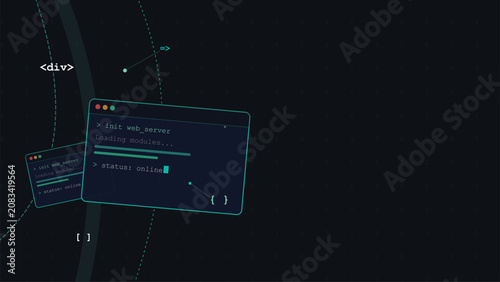 Web Server Programming Interface Digital Illustration Celebrating World Wide Web Day for Software Engineering and Internet Connectivity Background