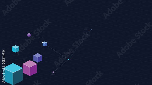 Global Data Network and Binary Information Isometric Digital Illustration Abstract Background for World Wide Web Day Celebration