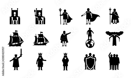 Photos Royal Power Icons, Monarch Symbols, Leadership Concepts, Medieval Royalty Vector