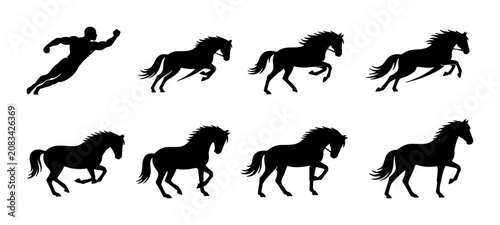 Photos Horse Silhouette Animation Sequence, Galloping and Running Horse Poses, Dynamic