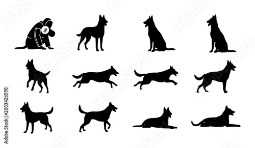 Photos Dog Silhouettes Collection: Dynamic Poses, Canine Actions, Pet Graphics, Vector