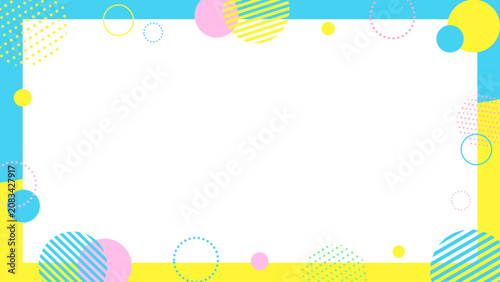 Cute, pop-style background frame with pastel-colored geometric shapes.