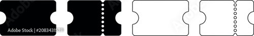 Foto Collection of simple ticket icons in black and white with perforations