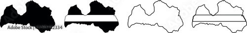Foto Latvia map outline and flag design elements for graphic design