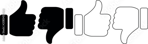 Tableau sur toile Thumbs up and down icons, representing approval and disapproval in a simple grap