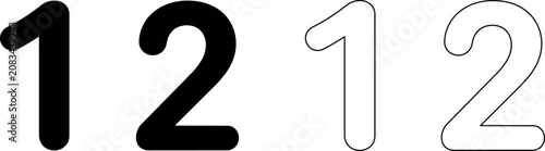 Fényképezés Two distinct styles of the numbers one and two displayed side by side