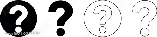 Tableau sur toile Collection of question mark icons in black and white styles