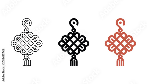 Bild auf Leinwand Chinese decorative knot icon symbolizing good luck and prosperity for festive ho