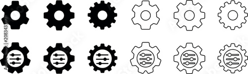 Fotografie Collection of gear icons representing settings, configuration, and customization