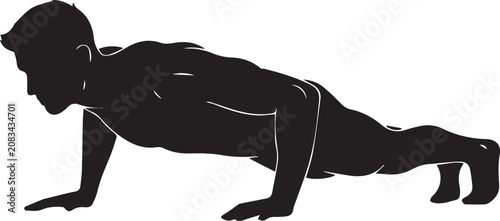 Push Up Workout Silhouette Fitness Plank Training Vector Icon