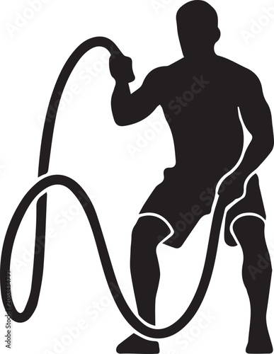 Battle Ropes Workout Silhouette Fitness Training Vector Icon